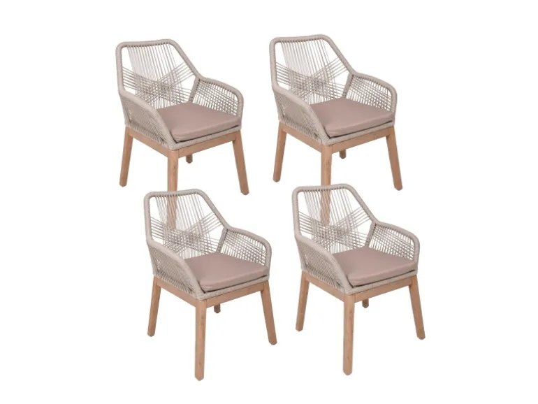 Garden Pleasure Stuhl Pomona 4er Set 84 cm x 68 cm x 62 cm Braun-Beige FSC®