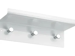 Garderobe mit Ablage Metall Weiss 3 Haken