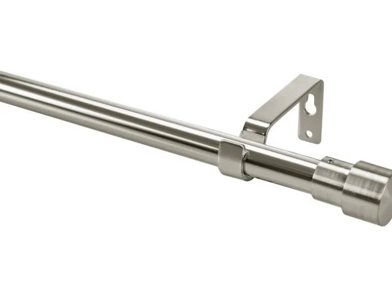 Gardinenstange Set Ø 16-19 mm x 120-210 cm Silber Gebürstet