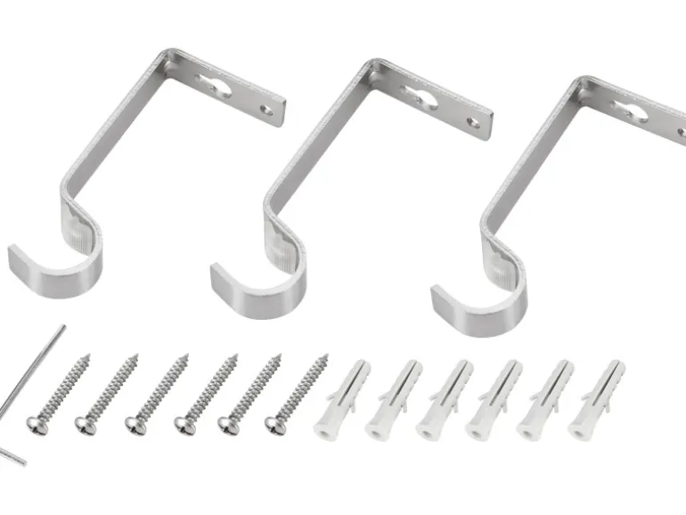 Gardinenstange Set Ø 16-19 mm x 120-210 cm Silber Gebürstet