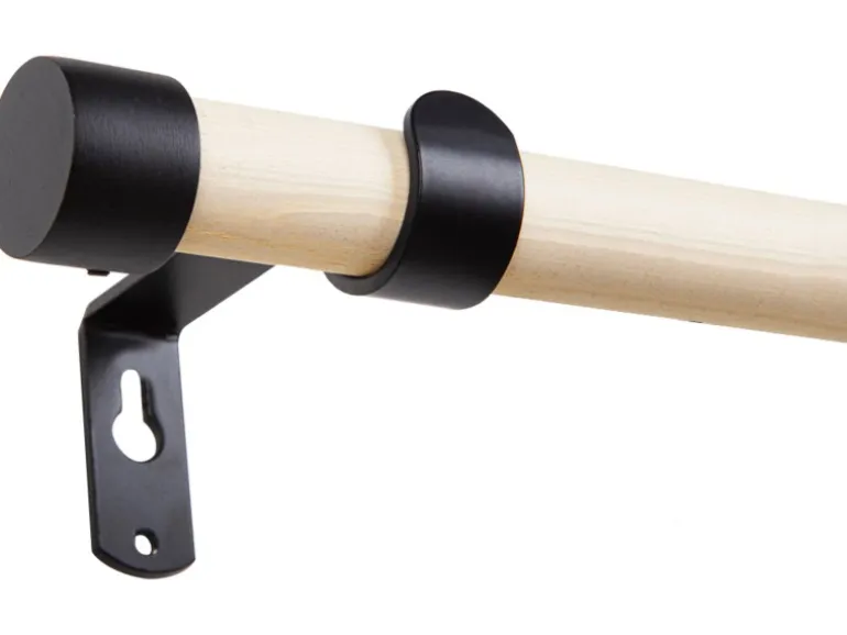 Gardinenstangen-Set Holz Naturfarben 200 cm