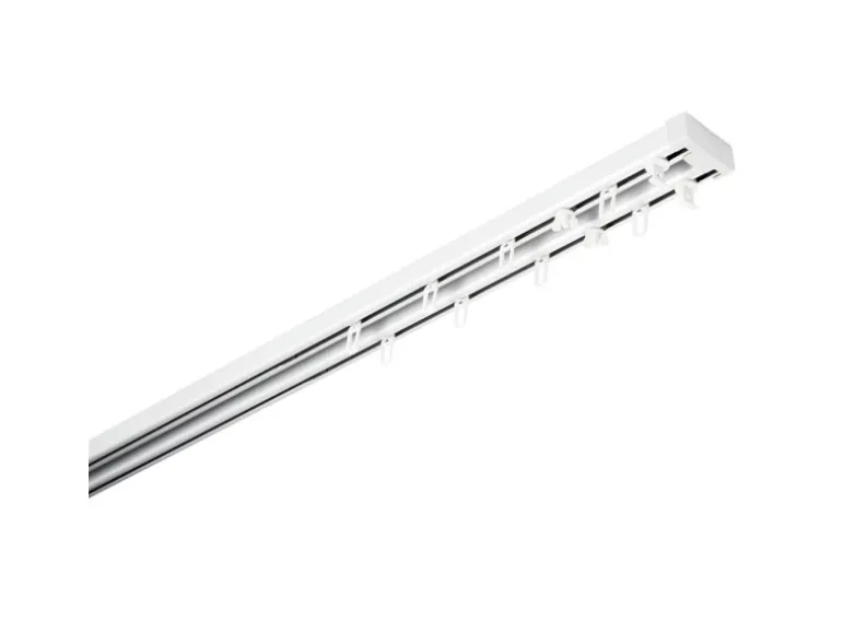 Gardinia Aluminium-Vorhangschienen-Set Lara 2-läufig Weiß 140 - 225 cm