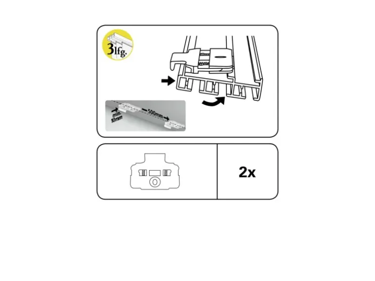 Gardinia Deckenclip für Flächenvorhangschiene 3-läufig Weiß 2-er Pack
