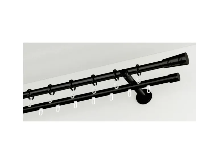 Gardinia Doppel-Kombiträger Chicago für Ø 20 mm offen Schwarz 8 cm / 6 cm