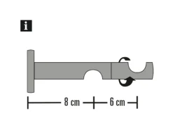 Gardinia Doppel-Kombiträger Chicago für Ø 20 mm offen Schwarz 8 cm / 6 cm