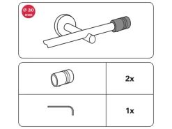 Gardinia Endstück Chicago Zylinder für Ø 20 mm Schwarz-Matt 2-er Pack