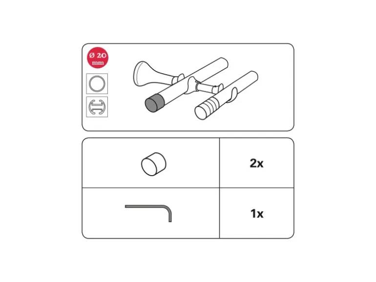 Gardinia Endstück Chicago Kappe für Ø 20 mm Weiß 2-er Pack