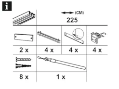 Gardinia Flächenvorhangschiene Komfort Komplett-Set 4-läufig Weiß 225 cm