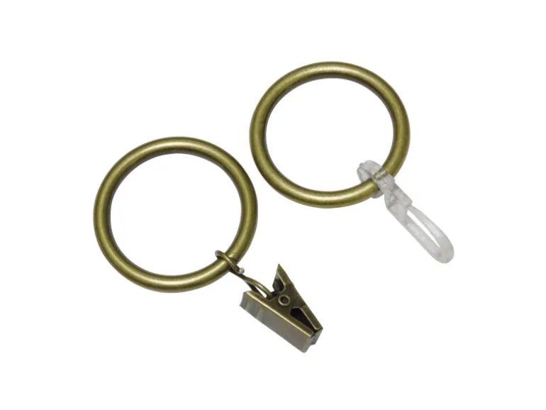 Gardinia Gardinenringe Europa für Ø 19 mm Messing-Antik 10-er Pack