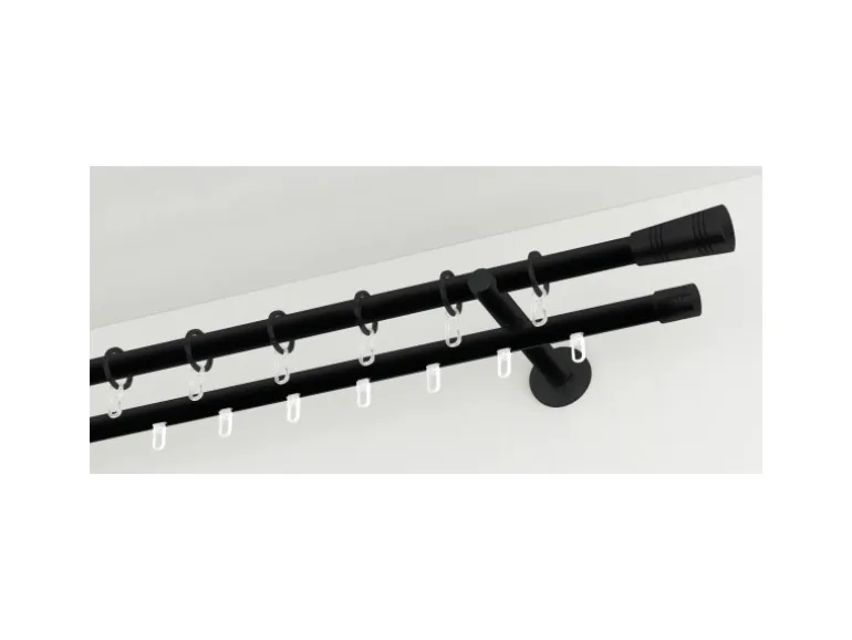 Gardinia Gardinenstange Chicago mit Innenlauf I Ø 20 mm Schwarz - Matt 160 cm