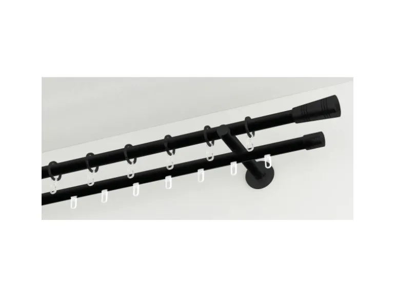 Gardinia Gardinenstange Chicago mit Innenlauf I Ø 20 mm Schwarz - Matt 200 cm