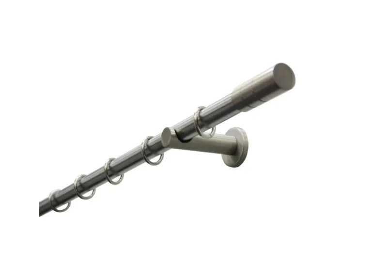 Gardinia Gardinenstangen-Set Zylinder Ø 20 mm Edelstahloptik 160 cm