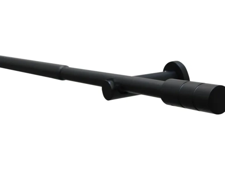 Gardinia Gardinenstangen-Set Kreta Zylinder Ø 16/19 mm 120 cm - 210 cm Schwarz
