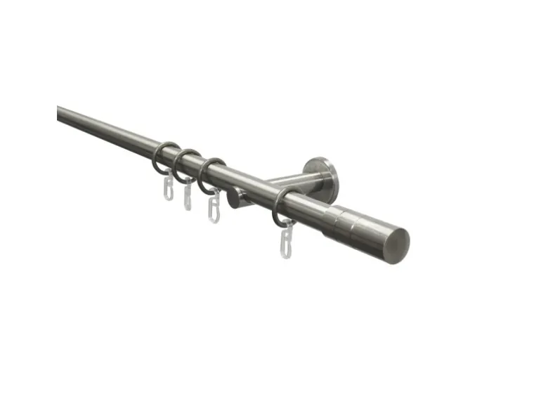 Gardinia Gardinenstangen-Set Zylinder Ø 20 mm Edelstahloptik 200 cm