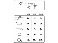 Gardinia Gardinenstangen-Set Zylinder Ø 20 mm Edelstahloptik 200 cm