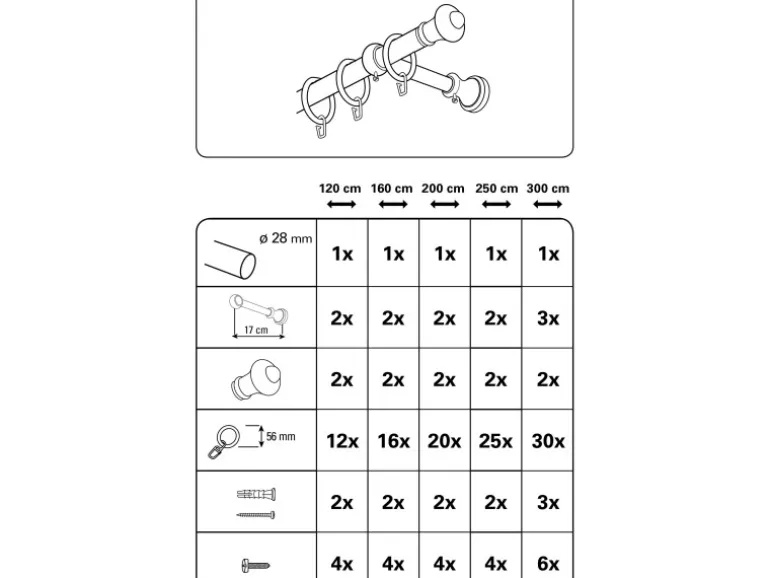 Gardinia Gardinenstangen-Set Bifo Ø 28 mm Weiß 300 cm