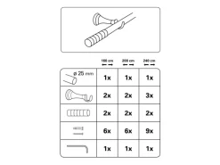 Gardinia Gardinenstangen-Set Belamy Ø 25 mm Edelstahloptik 240 cm