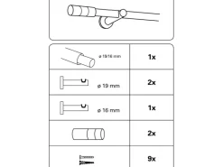 Gardinia Gardinenstangen-Set Elba 1-Lauf Ø 16/19 mm Steingrau
