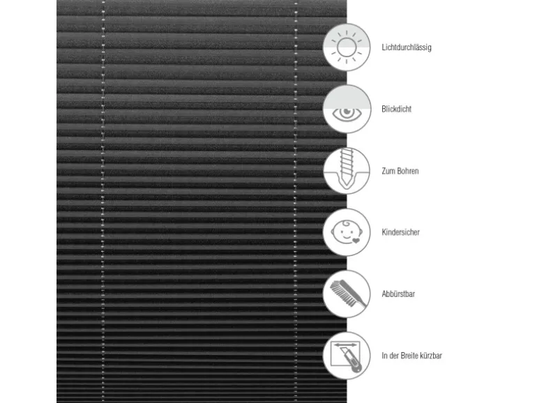 Gardinia Plissee Concept Tageslicht 40 cm x 130 cm Schwarz