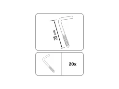 Gardinia Schraubhaken für Vitragestangen Silber-Matt 2,5 cm 20-er Pack