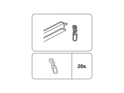 Gardinia T-Rollringe mit Faltenlegehaken Weiß 20-er Pack