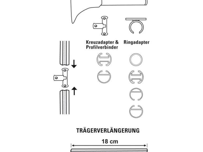 Gardinia Universal Träger Chicago 1 - und 2 - Lauf Schwarz - Matt