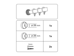 Gardinia Wandlager Lugano für Ø 28 mm Kolonial 2-er Pack