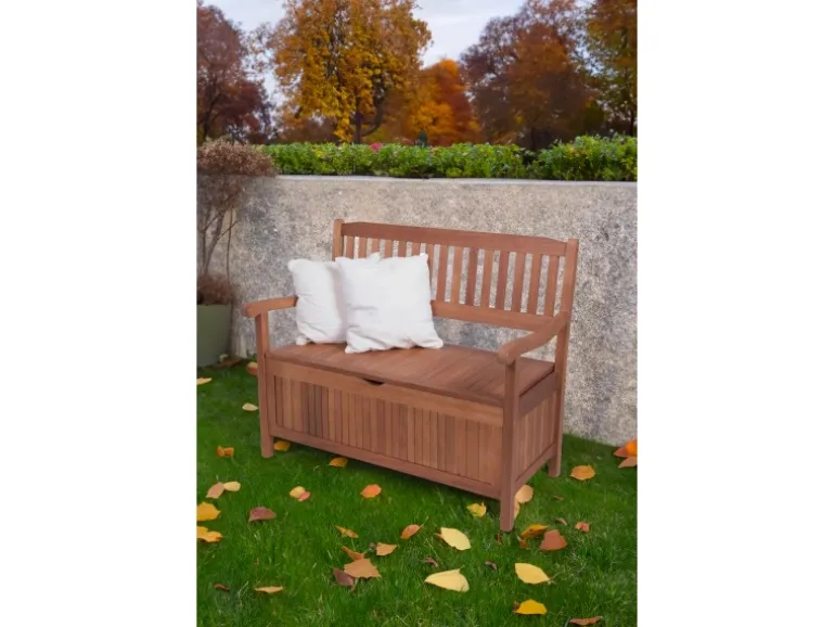 Gartenbank Houston 2-Sitzer Eukalyptus Braun 90 x 107 x 59 cm