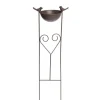 Gartenstecker Vogeltränke mit 2 Vögeln aus Metall 68 cm Dunkelbraun