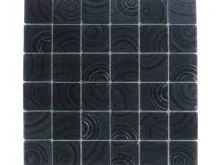 Glasmosaikmatte Curve Black 30 cm x 30 cm