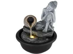 Globo Brunnen Fontana Buddha Kunststoff Schwarz Matt