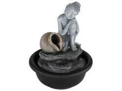 Globo Brunnen Fontana Buddha Kunststoff Schwarz Matt
