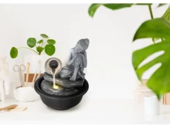 Globo Brunnen Fontana Buddha Kunststoff Schwarz Matt