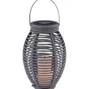 Globo LED-Solaraußenleuchte Laterne mit Feuereffekt Kunststoff Grau Rattanoptik