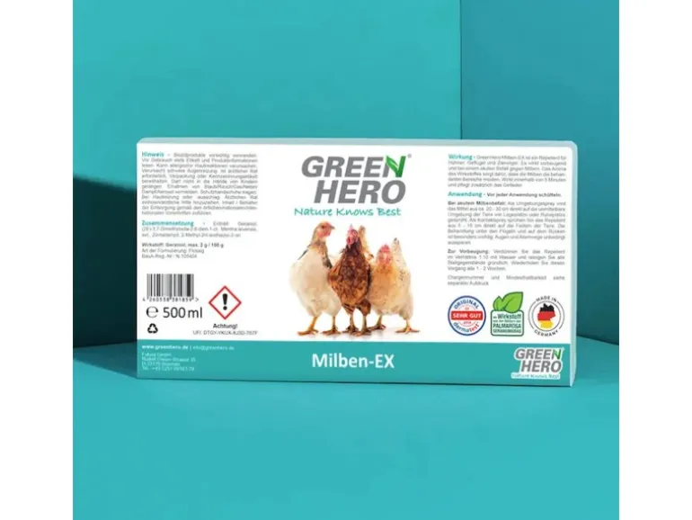 GreenHero Milben-Ex Milbenspray für Hühner - aus Palmarosa Blättern