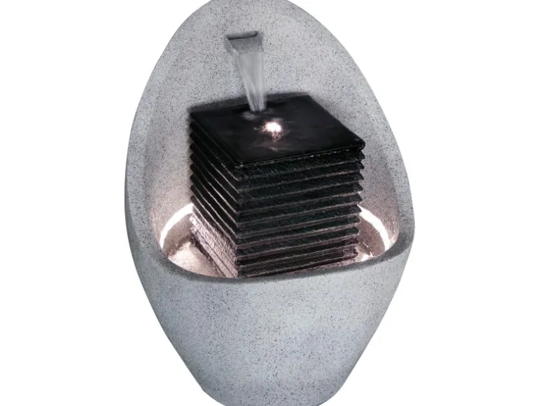 Großer Design-Gartenbrunnen in Ei-Form 49,5 cm x 49,5 cm x 66,5 cm