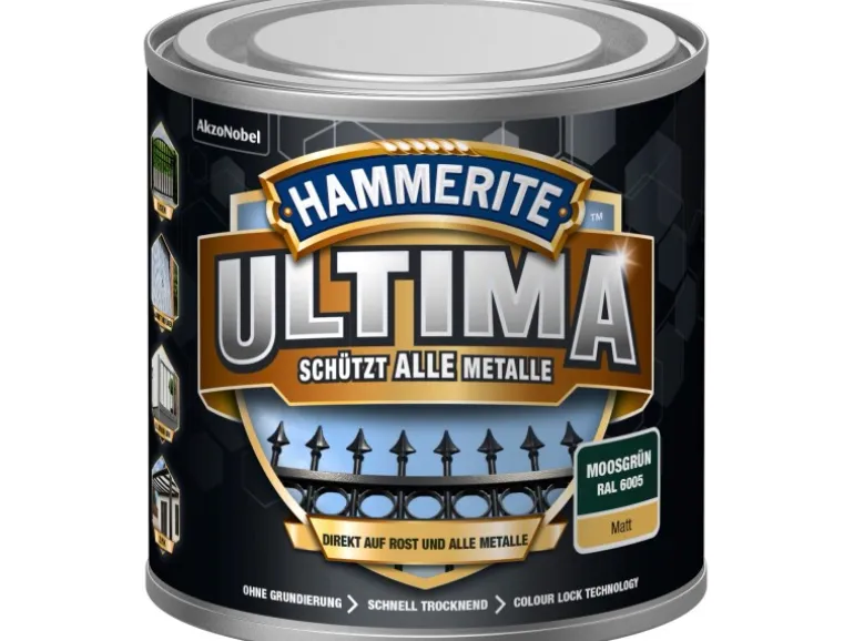 Hammerite Metallschutz-Lack Ultima Matt 250 ml Moosgrün RAL6005