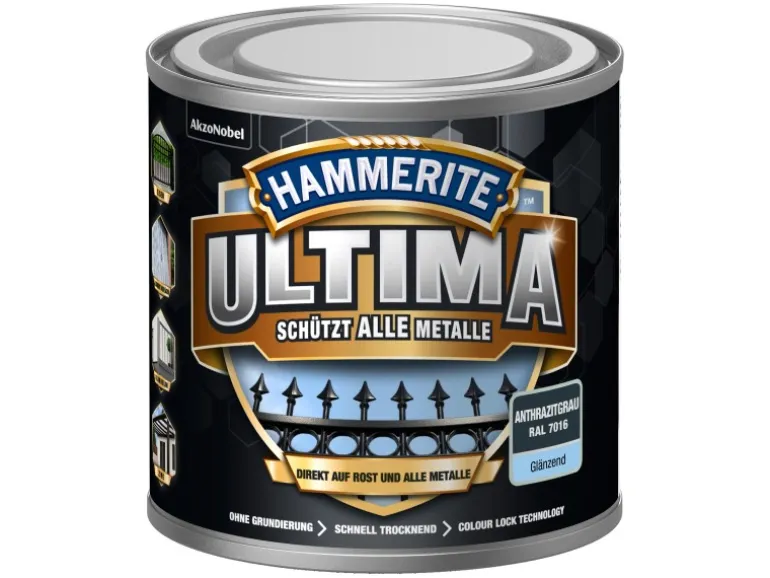 Hammerite Ultima Premium Metall-Schutzlack glänzend Anthrazitgrau 250 ml