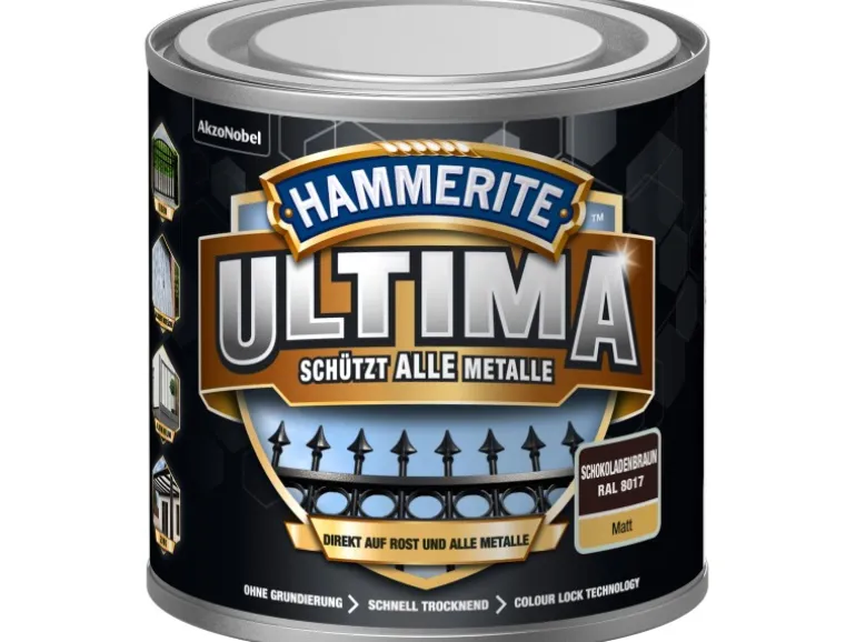 Hammerite Ultima Premium Metall-Schutzlack matt Schokoladenbraun 250 ml