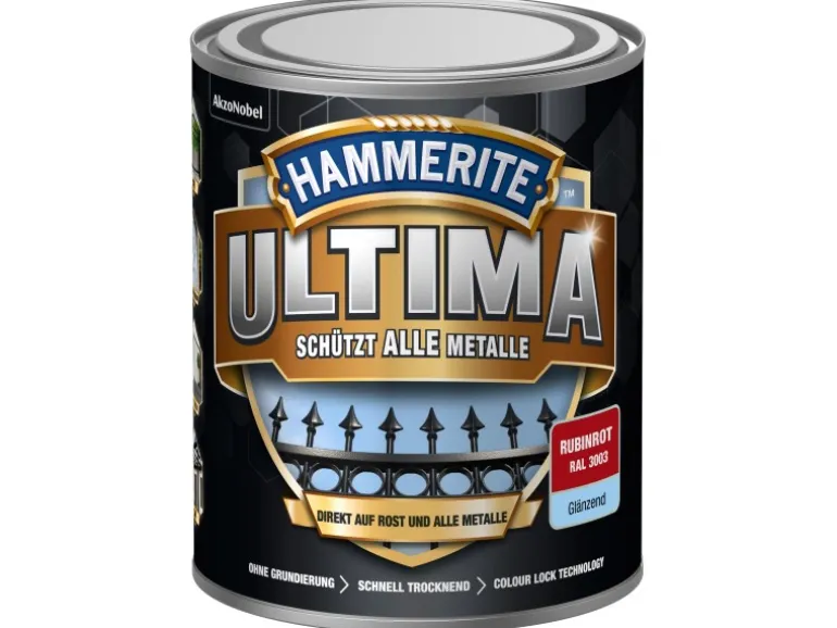 Hammerite Ultima Premium Metall-Schutzlack glänzend Rubinrot 750 ml