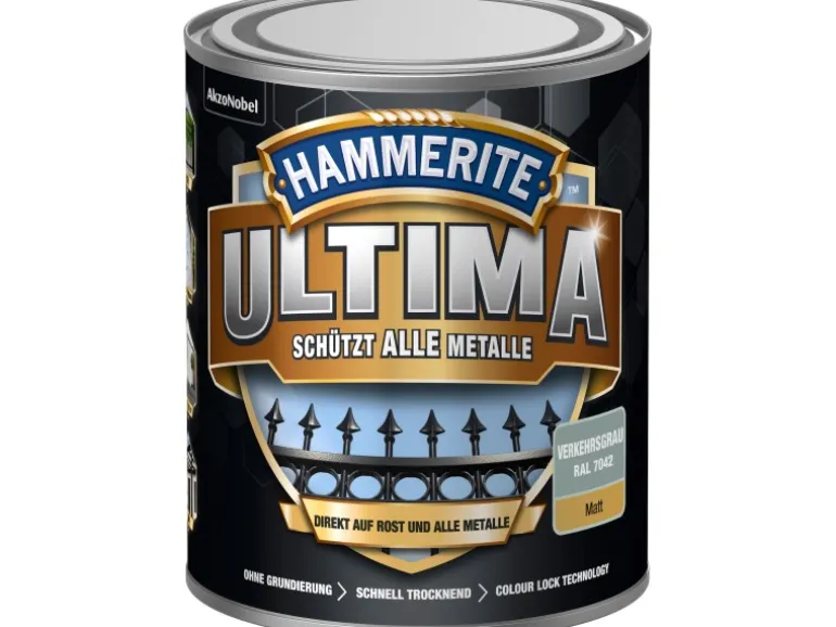 Hammerite Ultima Premium Metall-Schutzlack matt Verkehrsgrau 750 ml