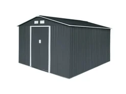 Hattoro S300 Metall Gerätehaus mit Bodenrahmen 12,5 m³ Satteldach Dunkelgrau