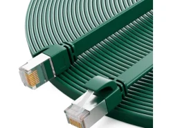 hb-digital Flachkabel CAT 7 Rohkabel RJ45 LAN Kabel Flach Kupfer bis zu 10 Gbit/s U/FTP PVC 5m Grün