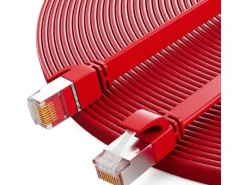 hb-digital LAN Kabel Flach CAT 7 Rohkabel Patchkabel CAT7 RJ45 U/FTP PVC 3m Rot
