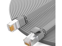 hb-digital Netzwerkkabel Flach CAT 7 Rohkabel RJ45 Kupfer bis zu 10 Gbit/s U/FTP PVC 3m Grau