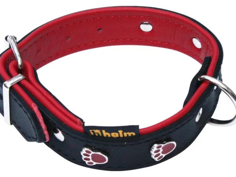 Heim Hundehalsband Pfote Breite 22 mm Länge 50 cm Schwwarz/Rot