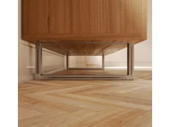 HEVVA Möbelbein GRAZ 15 cm Hoch 35 cm Tief 1 Stück Rohstahl-Klarlack