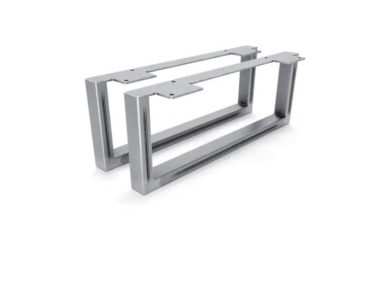 HEVVA Möbelfüße GRAZ 15 cm Hoch 40 cm Tief 2er Set Rohstahl-Klarlack