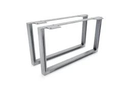 HEVVA Möbelfüße GRAZ 25 cm Hoch 45 cm Tief 2er Set Rohstahl-Klarlack