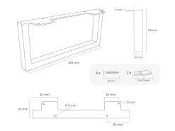 HEVVA Möbelfüße GRAZ 15 cm Hoch 35 cm Tief 2er Set Rohstahl-Klarlack